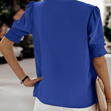 Lotte™ Elegante V-hals Blouse met Korte Mouwen