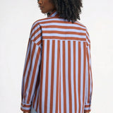 Elegante gestreepte damesblouse met strik en lange mouwen
