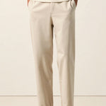 Killian | Beige herenbroek met elastische tailleband en knoopsluiting