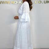 Boho Maxikleed met Rimpelmouwen en Borduursels