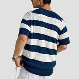 Gestreepte herenpullover met korte mouwen – Stijlvol &amp; Comfortabel