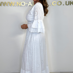 Boho Maxi-jurk met Ruches en Borduursel