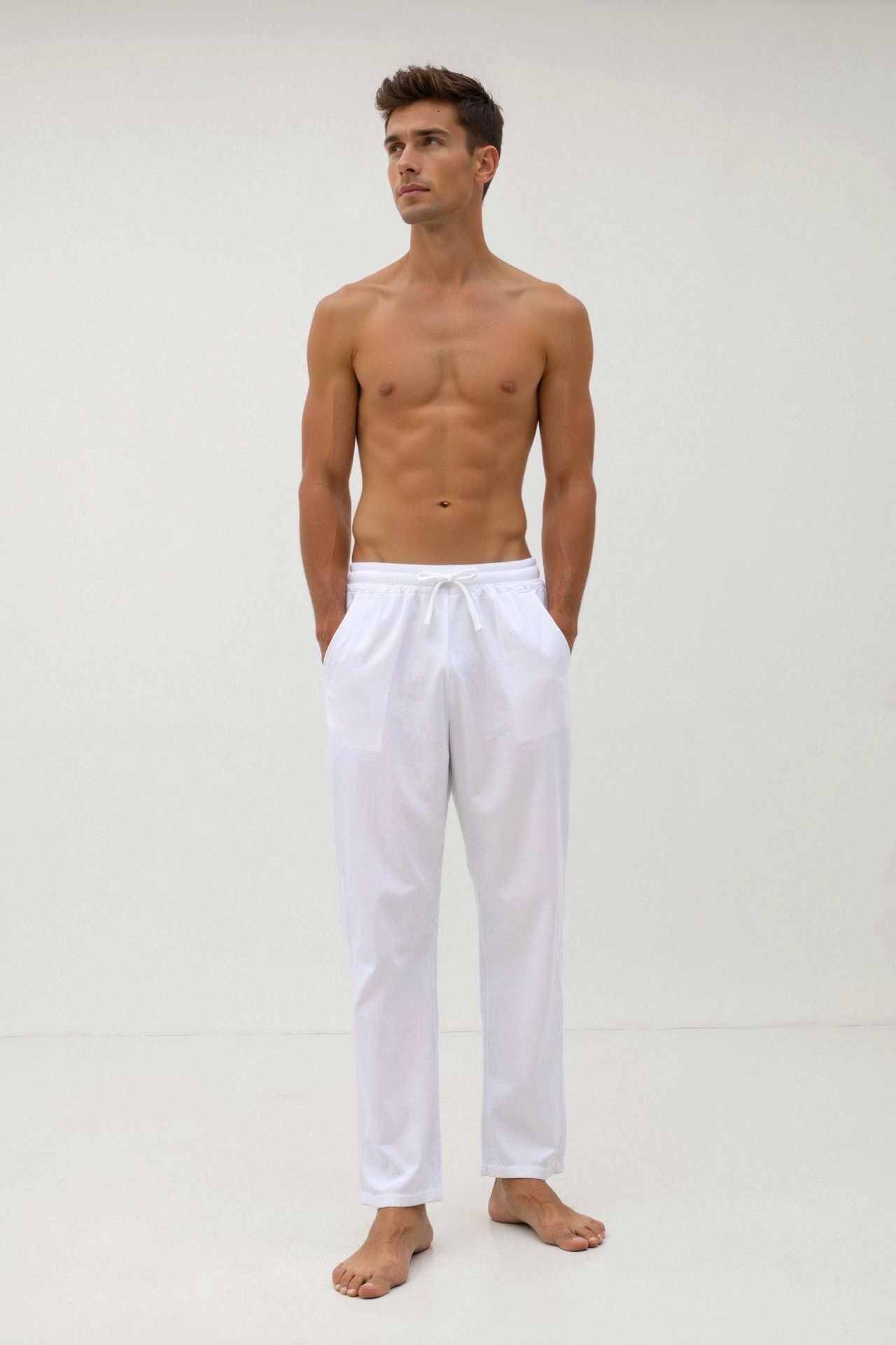 Leonardo | Heren-Loungebundhose in Wit met Kordelzug