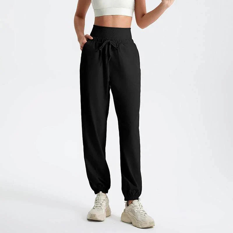 Sportieve dames joggingbroek hoge taille – comfortabel met zakken