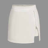 Selene | Moderne Kunstlederen Minirok met Zijrits en Asymmetrische Split