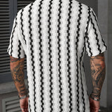 Heren Gestreept Overhemd Korte Mouw Retro Stijl