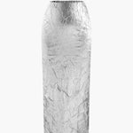 Elfriede | Glanzende Metallic-Midirok met Crinkle-effect en elastische tailleband