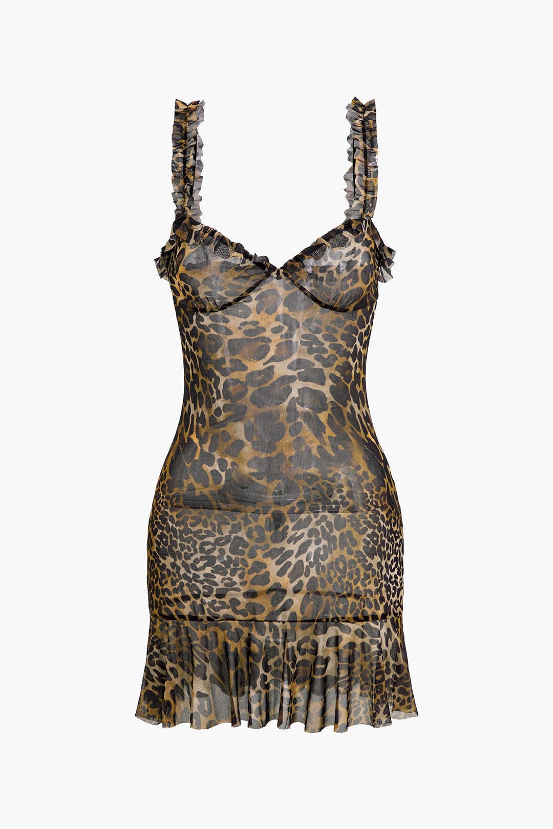 Savanna | Wilde Leopard-Minikleed met Ruches – Verleidelijk Dierenprint