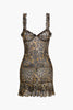 Savanna | Wilde Leopard-Minikleed met Ruches – Verleidelijk Dierenprint