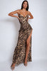 Amelie | Verleidelijk Leopard Maxikleed – Sensuele Look met Beinsplit