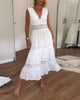 Elegante Midi Zomerkleed met Kant & V-hals – Vrouwelijk & Luchtig