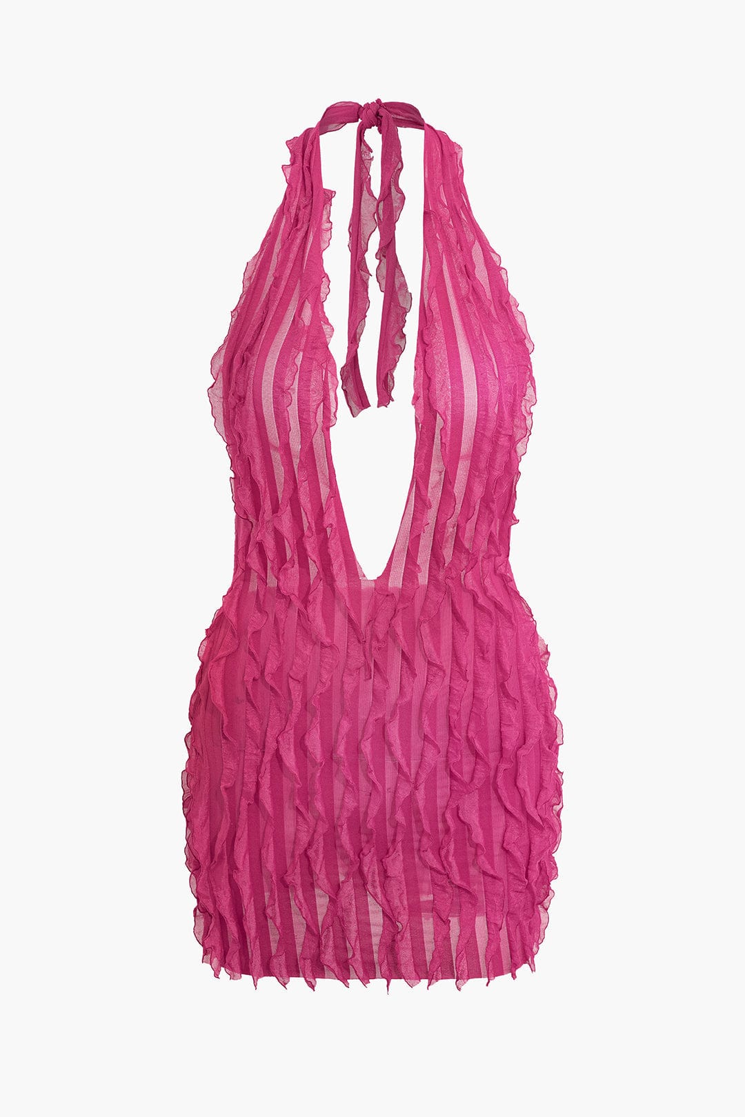 Liana | Sexy Transparant Mini-jurk met Rimpels & Diepe Halslijn