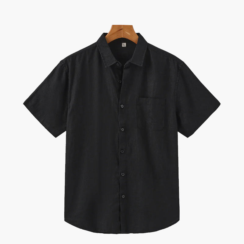 Isaiah | Korte Mouwen Heren Linnen Shirt met Borstzak