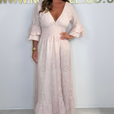 Boho Maxijurk met Rimpelmouwen en Borduursel