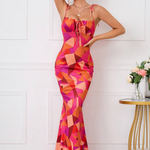 Figuraccentuerend Maxikleed met Bloemenpatroon en Strikdetails – vrouwelijke zomerdroom