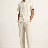 Killian | Beige herenbroek met elastische tailleband en knoopsluiting