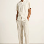 Killian | Beige herenbroek met elastische tailleband en knoopsluiting