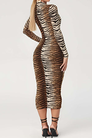 Leona | Elegante Luipaard-Print Midi-jurk – Wild & Stijlvol