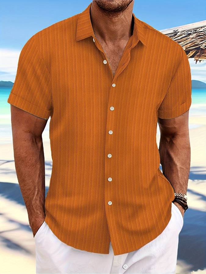 Owen | Relaxed Fit Gestreept Korte Mouwen Zomerhemd