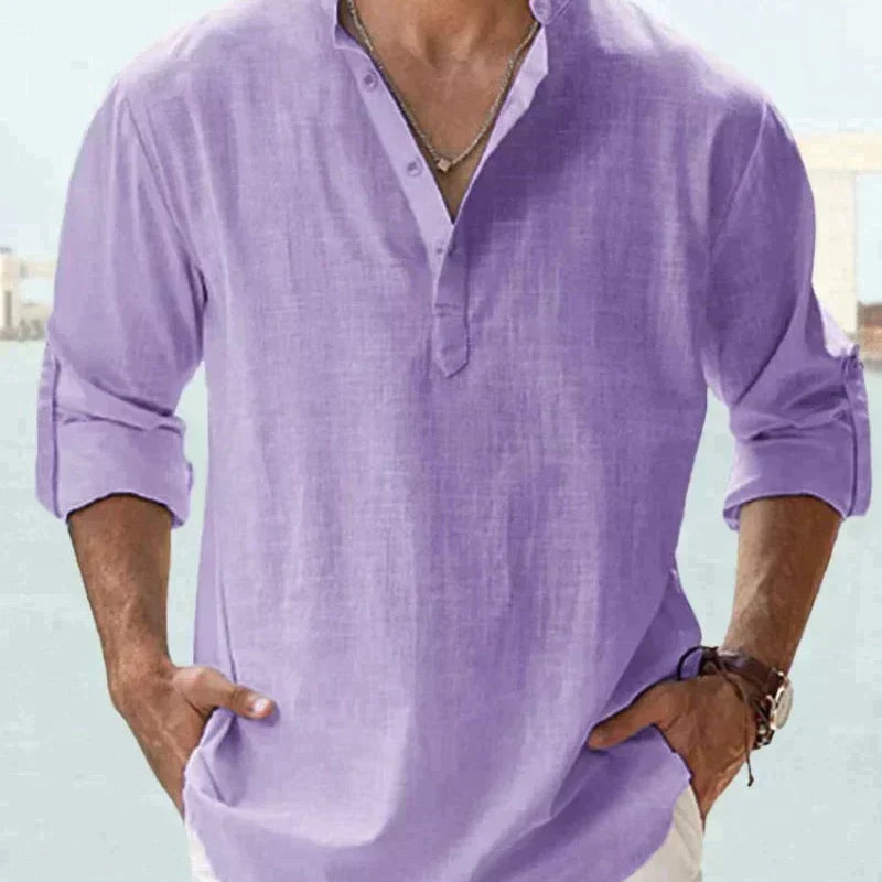 Roan™ Heren Linnen Shirt met Lange Mouwen