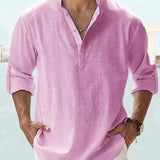 Roan™ Heren Linnen Shirt met Lange Mouwen