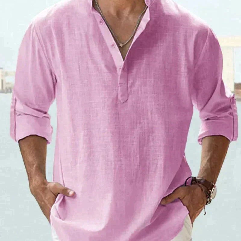 Roan™ Heren Linnen Shirt met Lange Mouwen