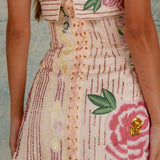 Roos | Strapless Mini-jurk met Bloemenborduursels en Paillettenversiering