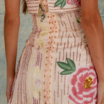 Roos | Strapless Mini-jurk met Bloemenborduursels en Paillettenversiering
