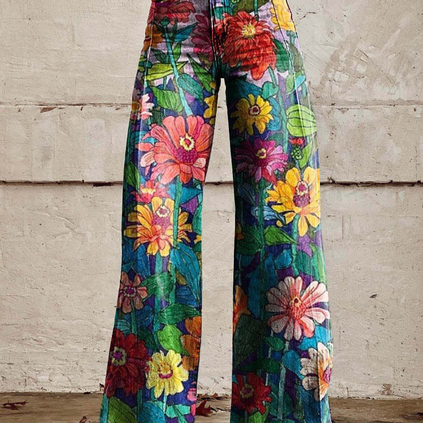 ColorVibe broek dames | Kleurrijke vintage broek | Comfortabele luchtige zomerbroek