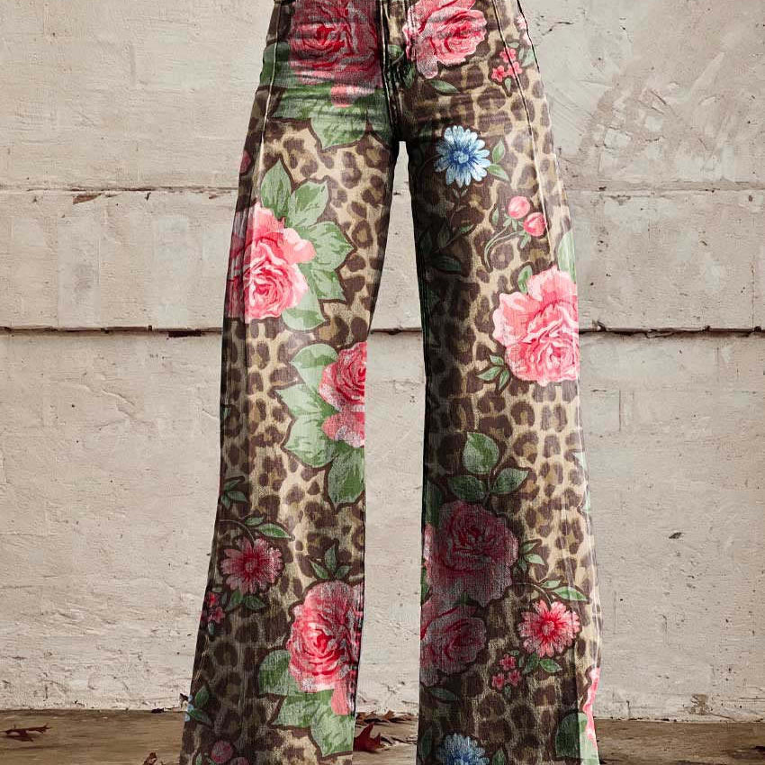 ColorVibe broek dames | Kleurrijke vintage broek | Comfortabele luchtige zomerbroek