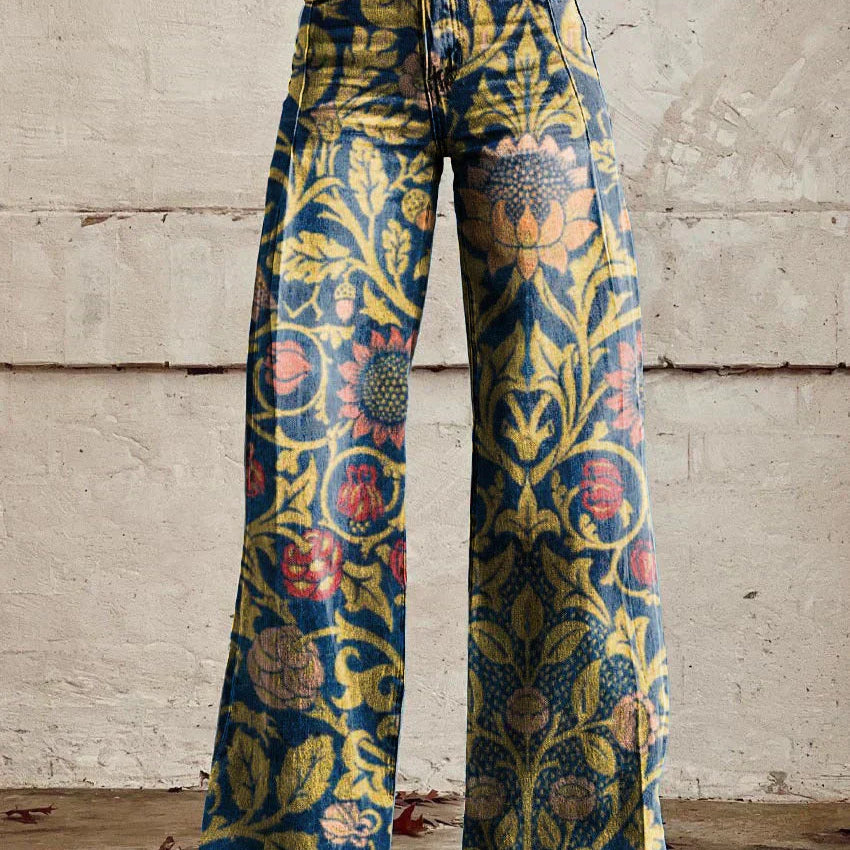 ColorVibe broek dames | Kleurrijke vintage broek | Comfortabele luchtige zomerbroek