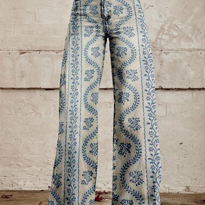 ColorVibe broek dames | Kleurrijke vintage broek | Comfortabele luchtige zomerbroek