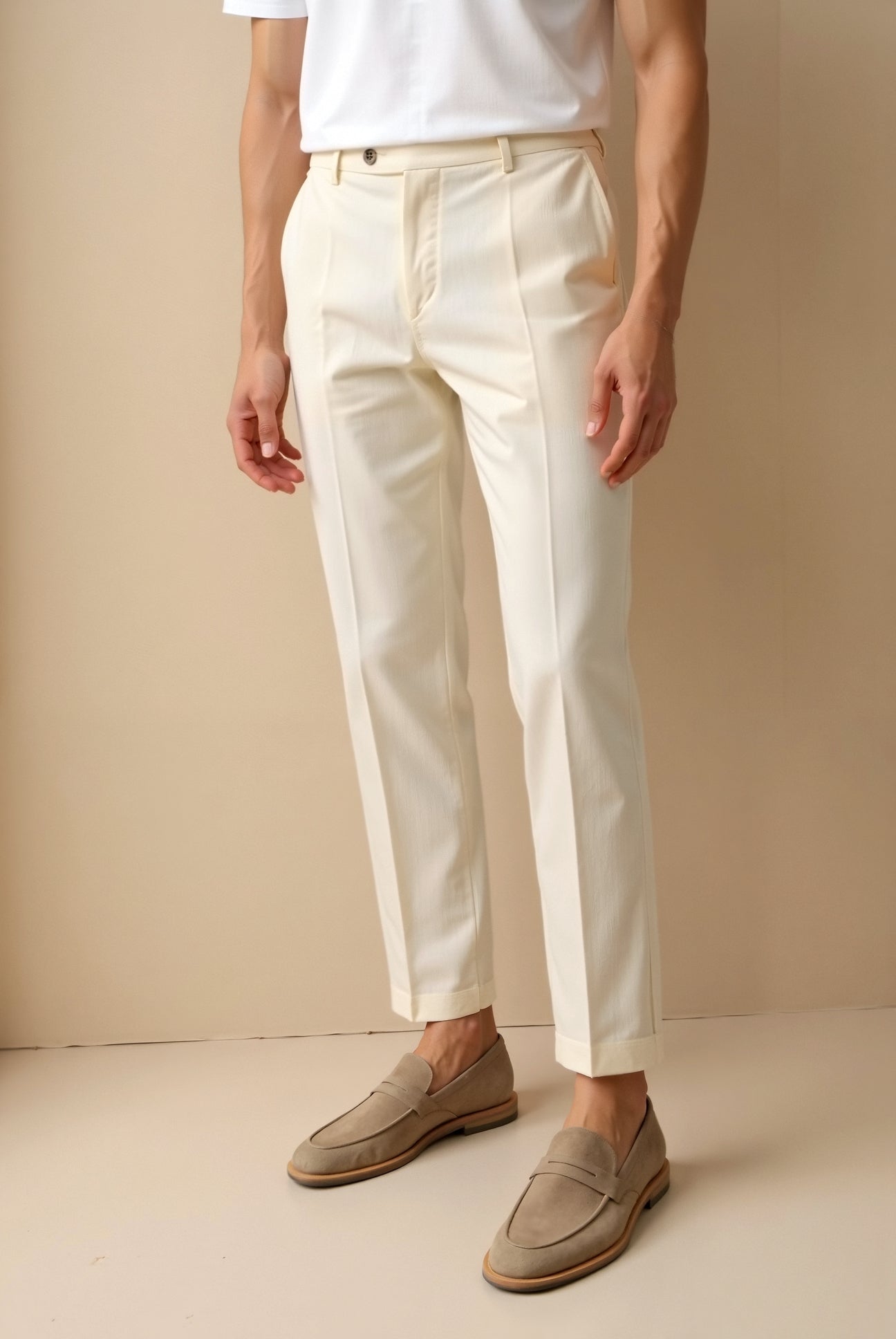 Heren Chino Broek in Wit – Elegantie en moderne stijl