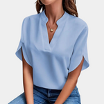 Marjolein™ Dames V-Hals Blouse met Korte Mouwen