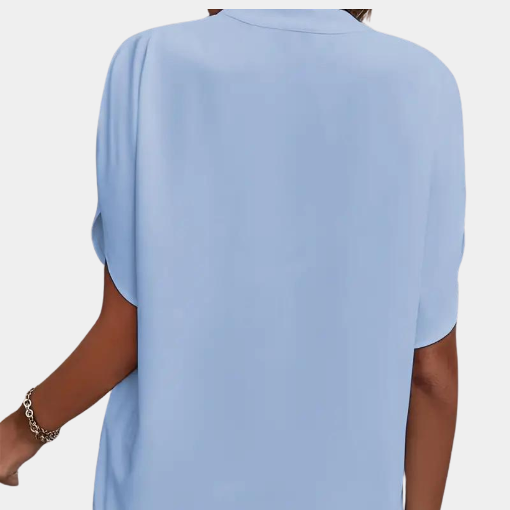 Marjolein™ Dames V-Hals Blouse met Korte Mouwen