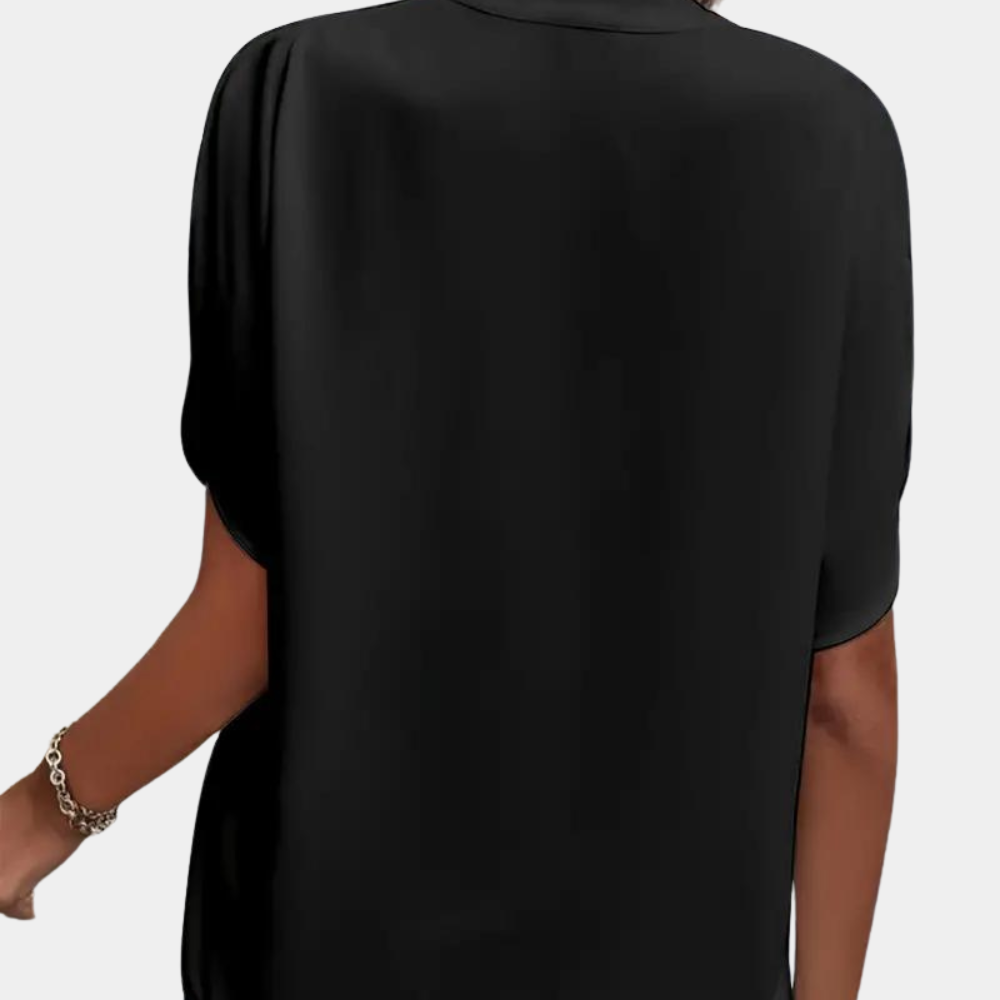 Marjolein™ Dames V-Hals Blouse met Korte Mouwen