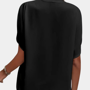 Marjolein™ Dames V-Hals Blouse met Korte Mouwen