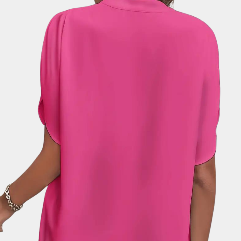 Marjolein™ Dames V-Hals Blouse met Korte Mouwen