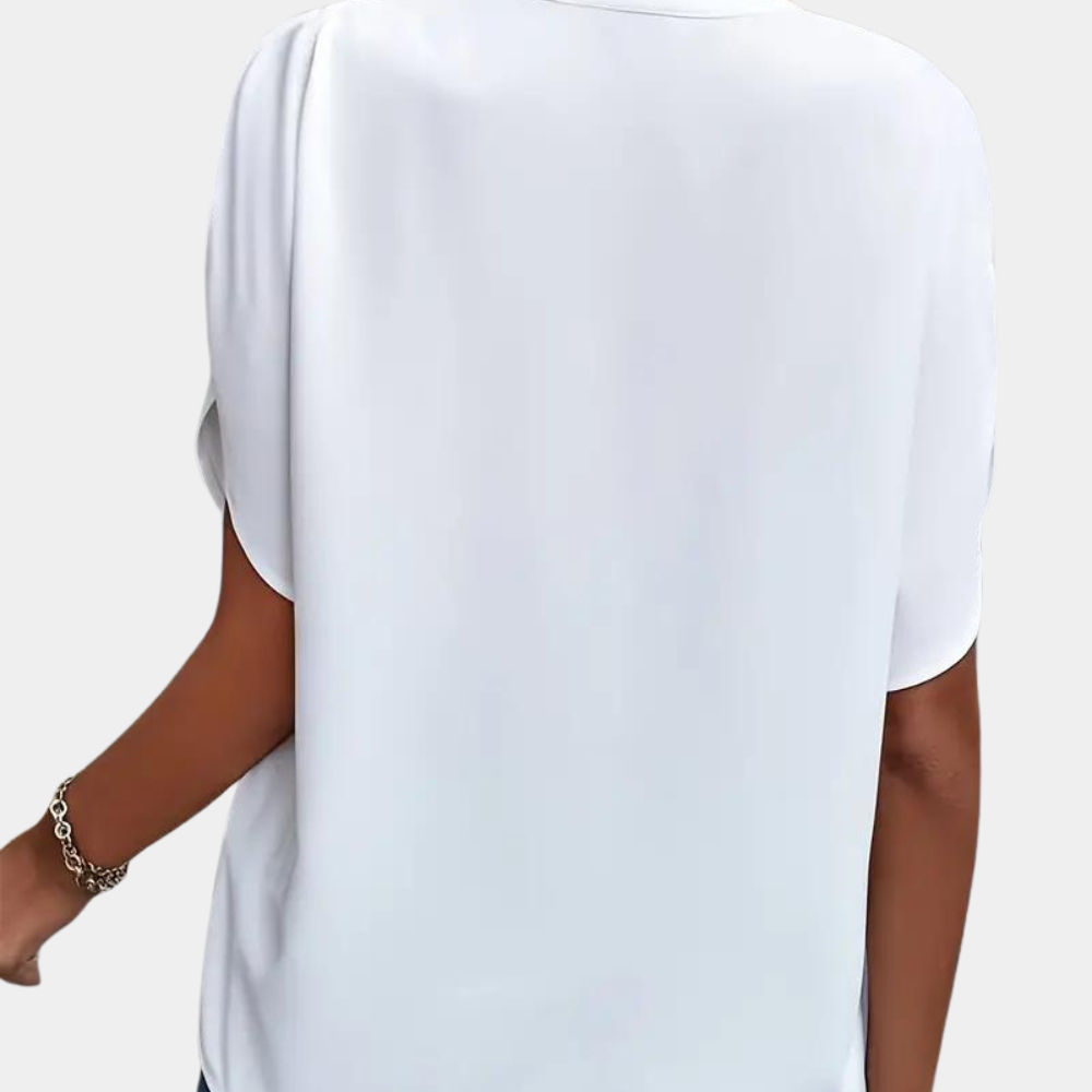 Marjolein™ Dames V-Hals Blouse met Korte Mouwen