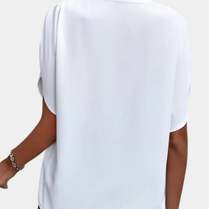 Marjolein™ Dames V-Hals Blouse met Korte Mouwen