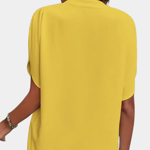 Marjolein™ Dames V-Hals Blouse met Korte Mouwen
