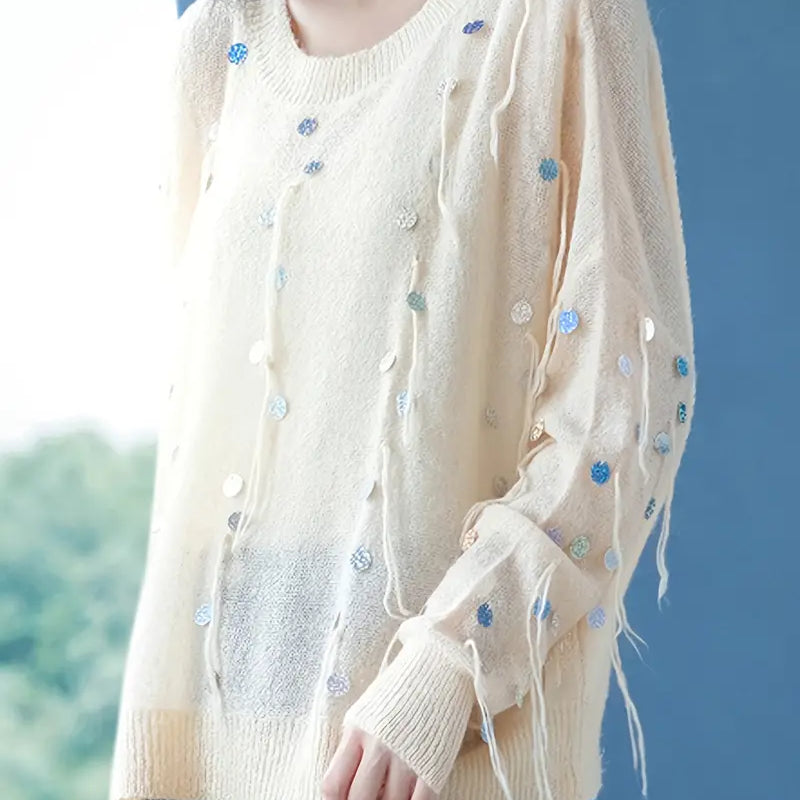 Beatrice™ Speelse Trui met Metallic Accenten