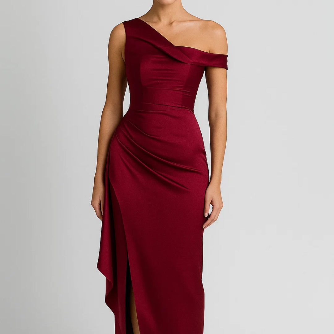 Elegante One Shoulder Avondjurk met Split