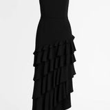Zwarte Elegante Strapless Maxi Jurk