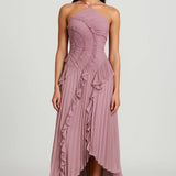 Dames One Shoulder Geplooide Maxi Jurk