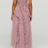 Dames One Shoulder Geplooide Maxi Jurk