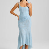 Dames Asymmetrische Midi Jurk Met Brede Bandjes