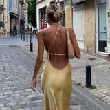 Katharina | Elegante Rugloze Satijnen Jurk voor Bruiloft en Feest