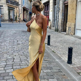 Katharina | Elegante Rugloze Satijnen Jurk voor Bruiloft en Feest