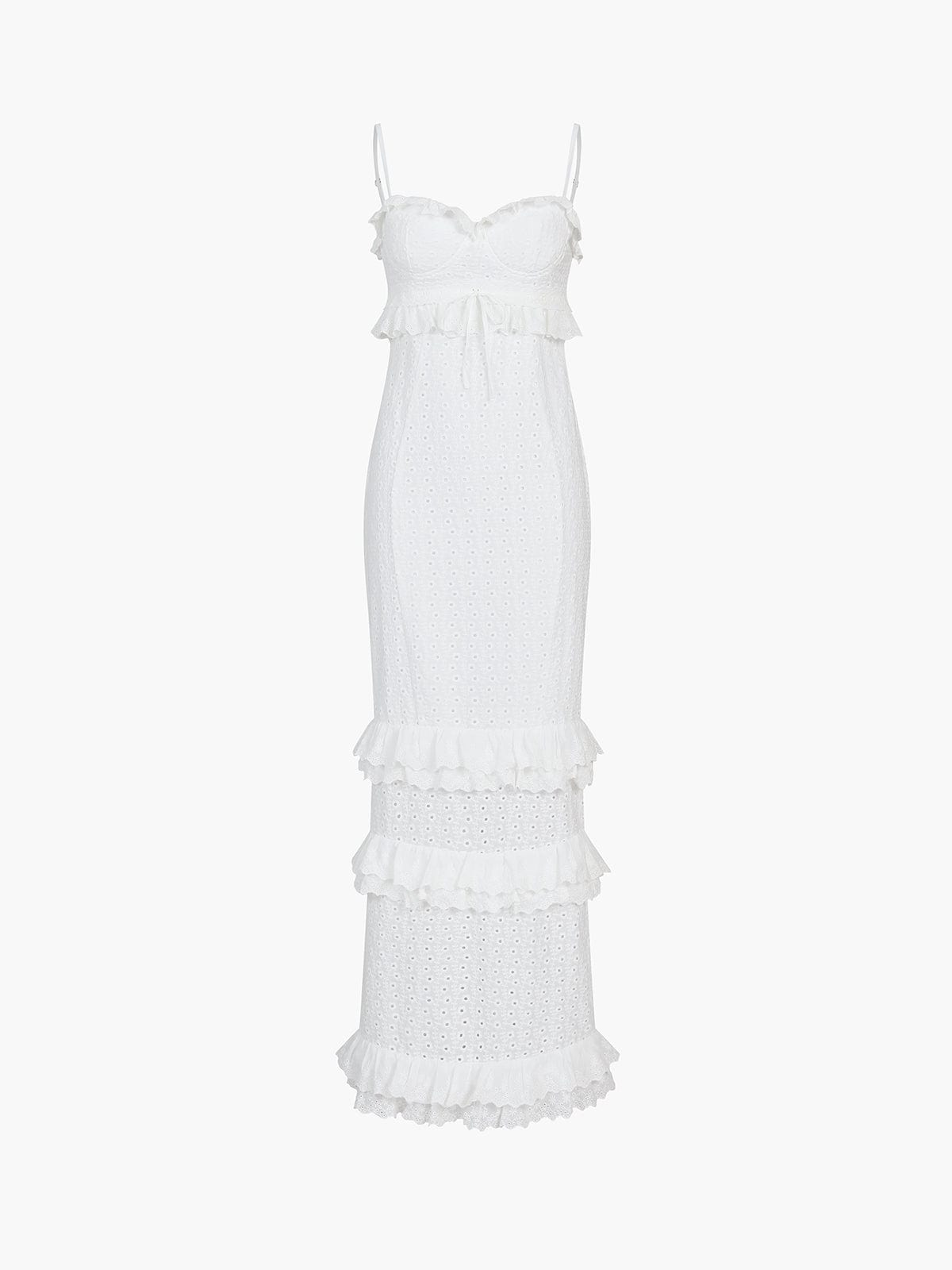 Hanna | Romantische kantjurk met ruches – Feminine elegantie in wit